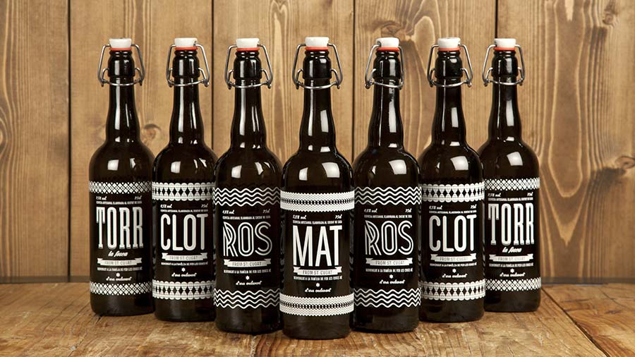 Bottles of Mat, Ros, Clot and Torr craft beer, by Ilda's Town Beer.